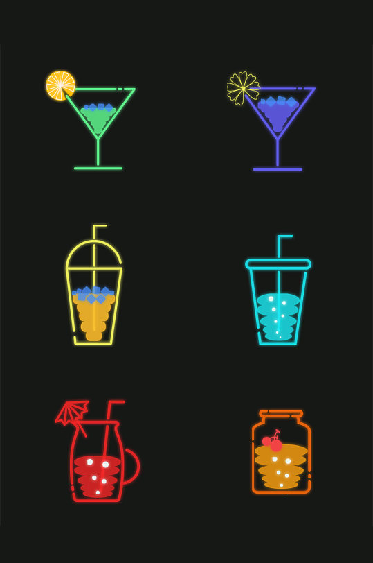 光效荧光饮品icon图标图案元素