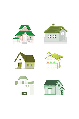 绿色房子图标图形元素