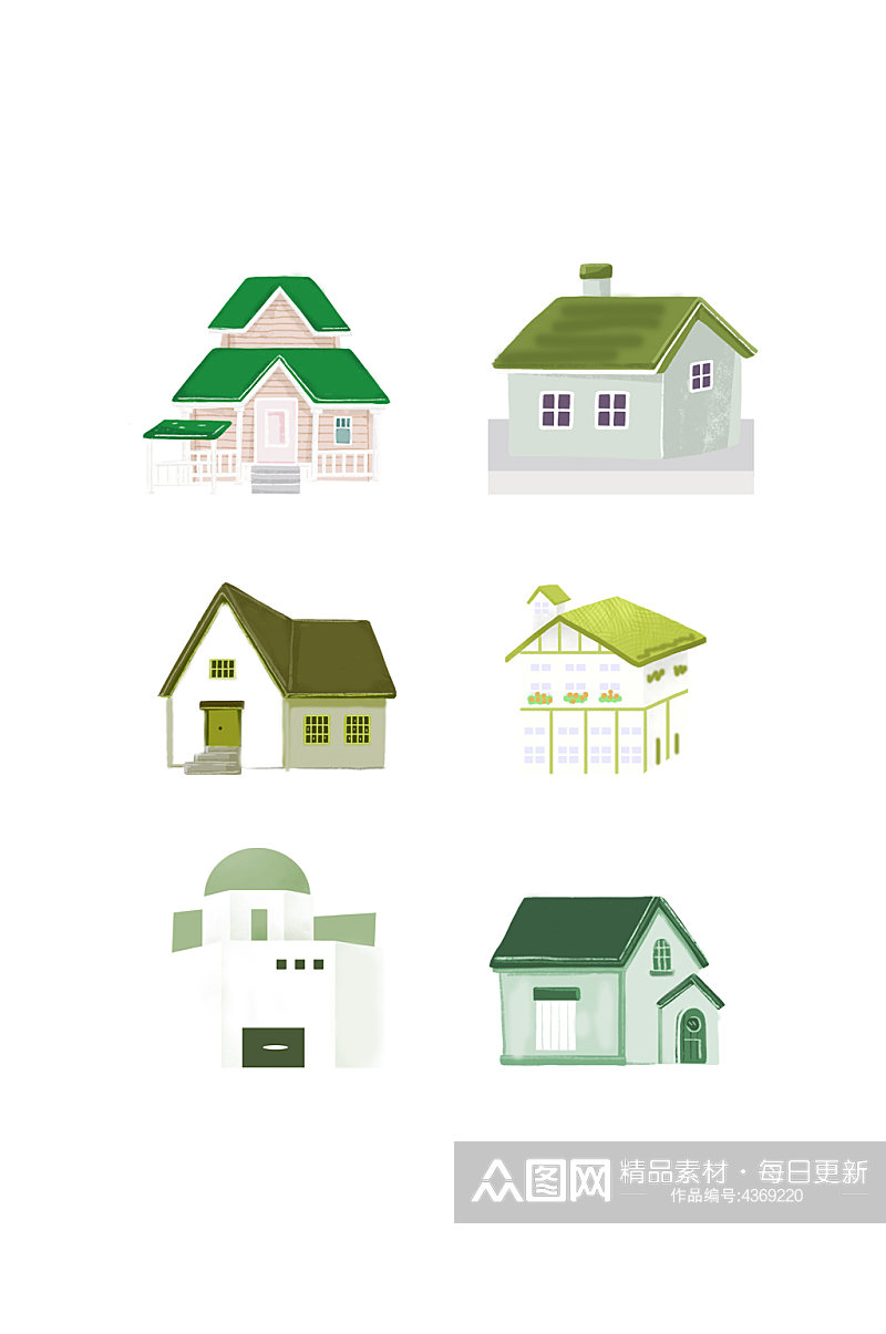 绿色房子图标图形元素素材