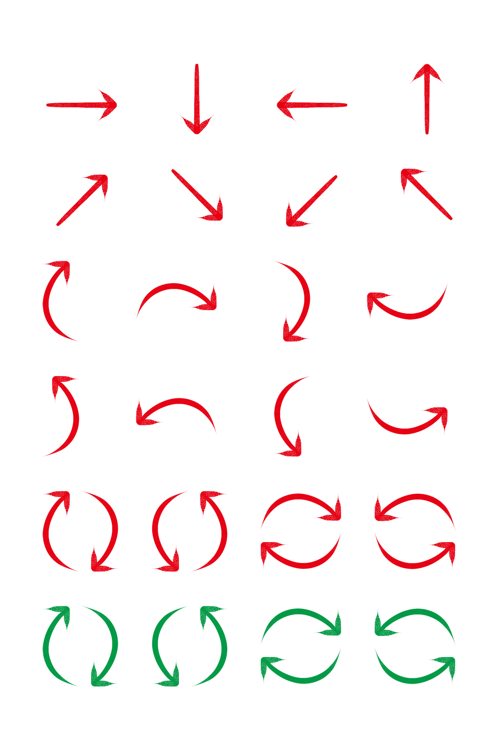 红色绿色箭头简约手绘指向指示方向元素