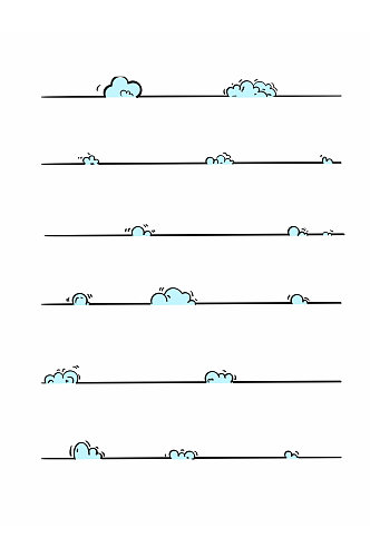手绘小清新云朵页眉页脚线条装饰元素