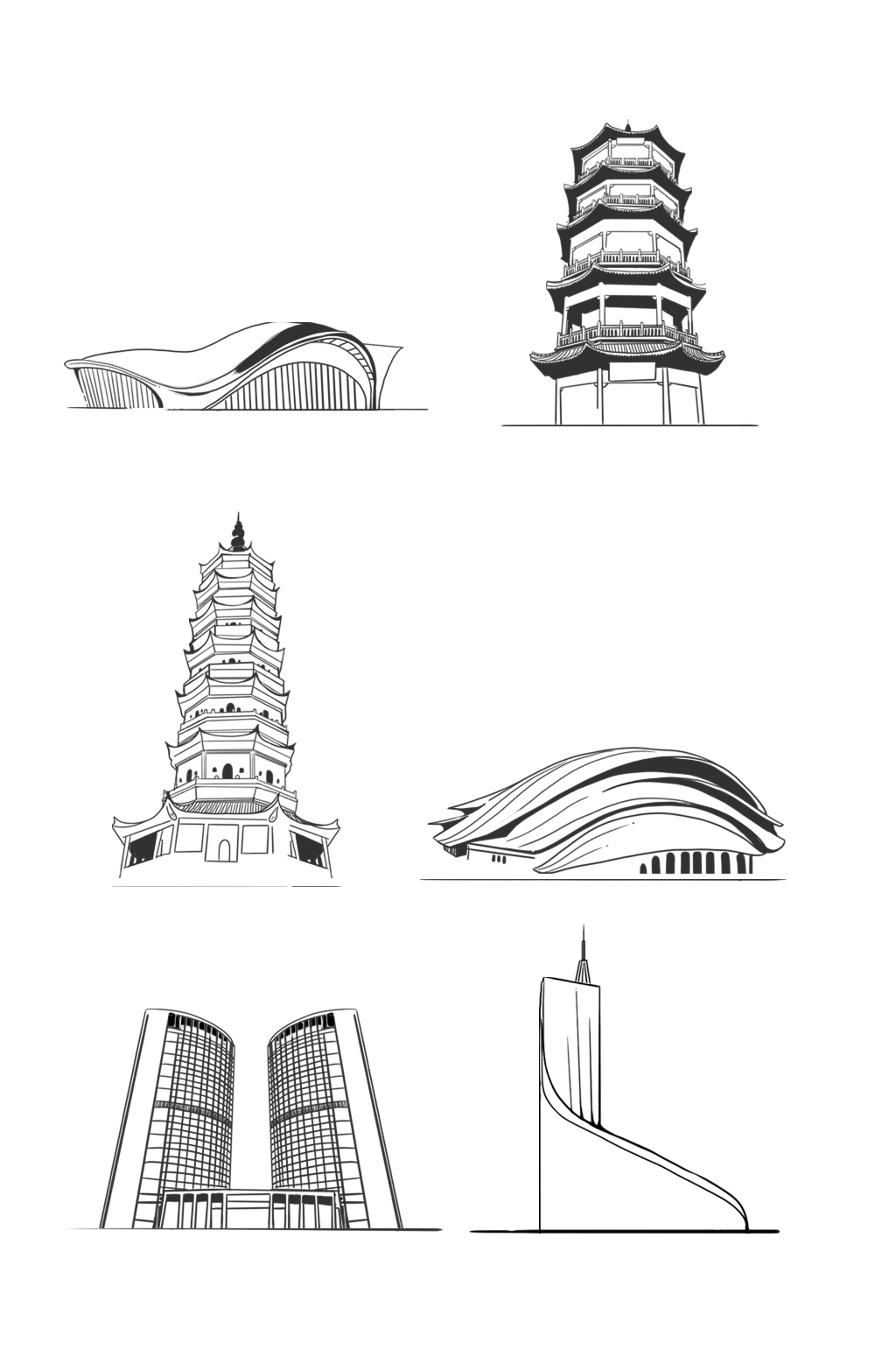 现代建筑绘画图片大全图片