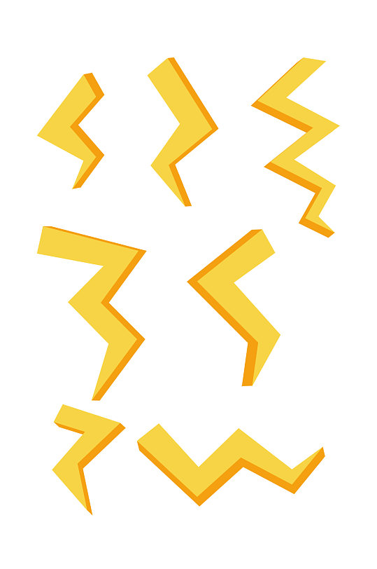 卡通装饰闪电黄色卡通曲线装饰元素