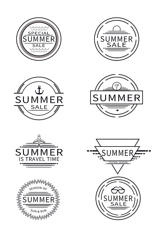 简约线条欧式花纹标签元素