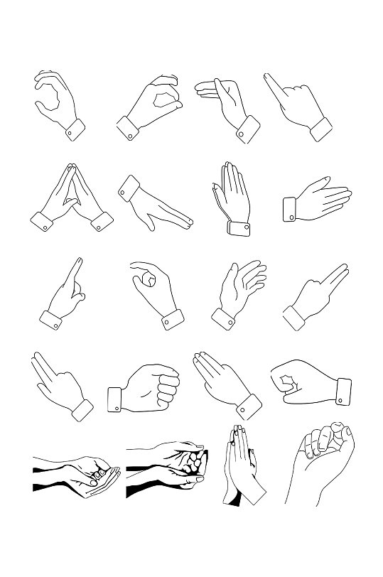 手绘手势手指元素