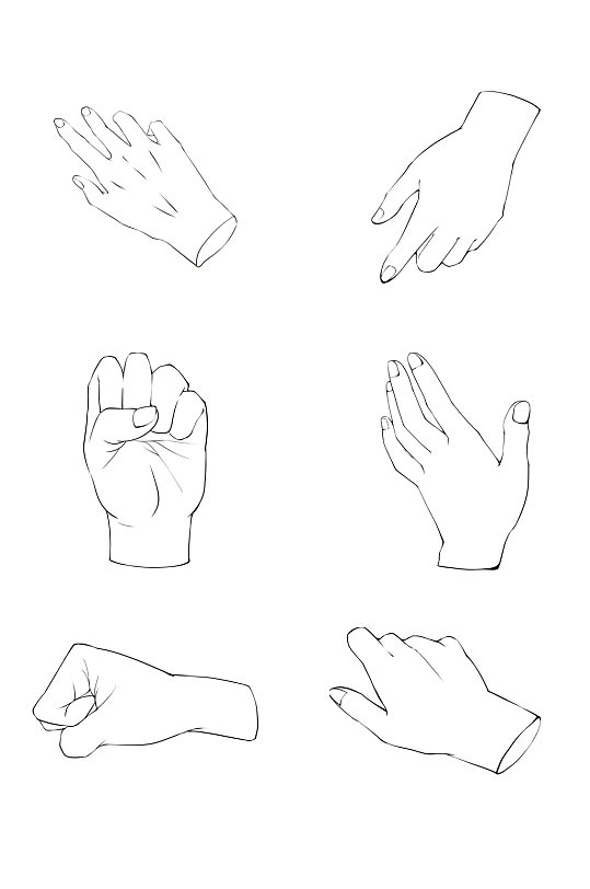 手绘手势手指标识元素-众图网