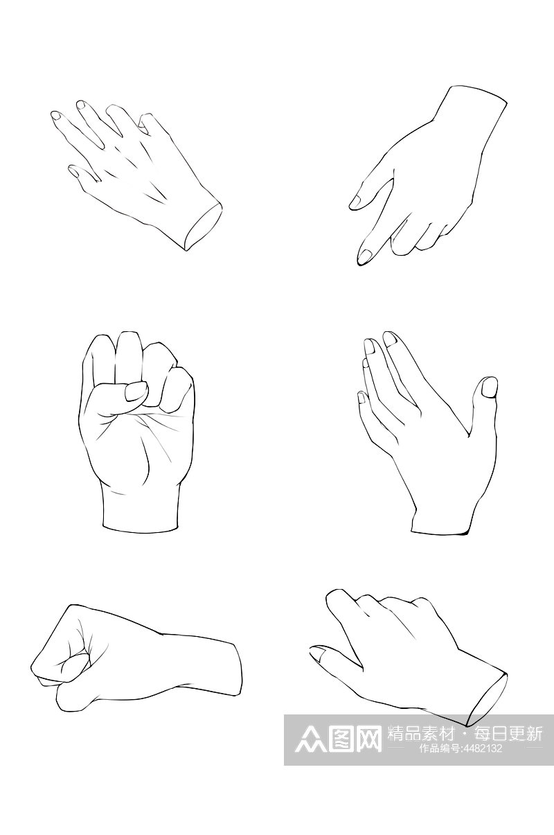 手绘手势手指标识元素素材
