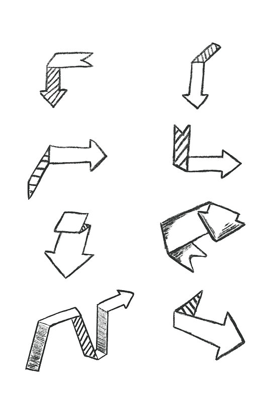 手绘折纸涂鸦箭头素材元素