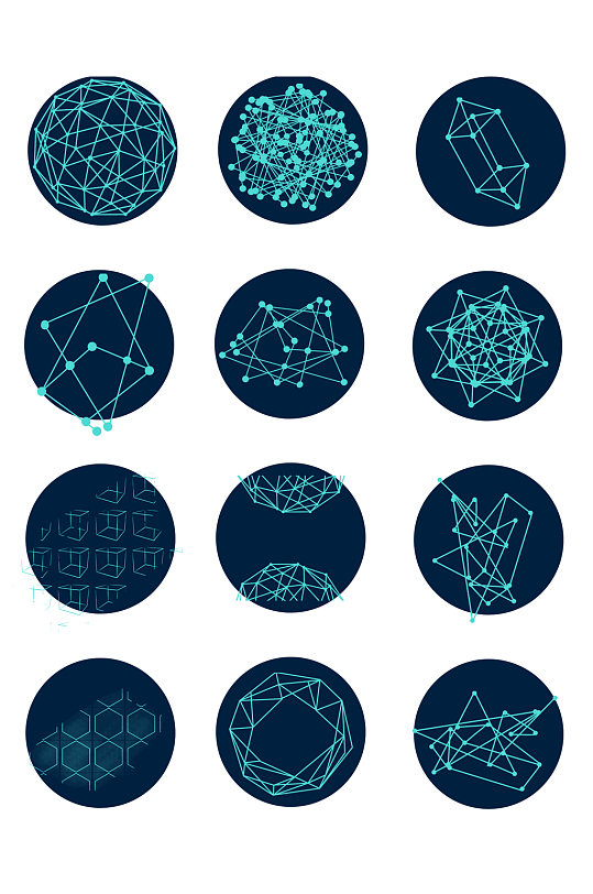 圆形蓝色科技图标元素