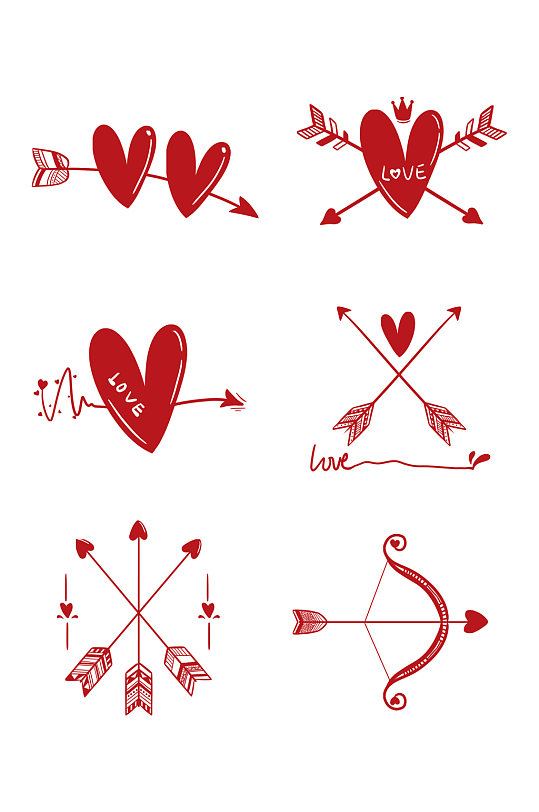 简约手绘爱心箭元素