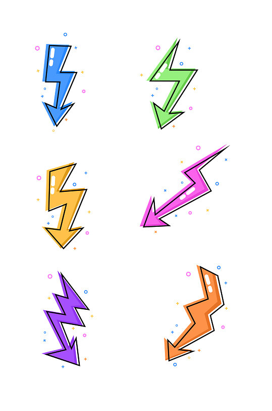 闪电造型箭头指示标识元素