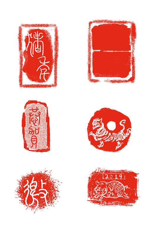中式古典猪年印章元素