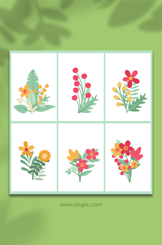 清新鲜花春季花草植物插画元素