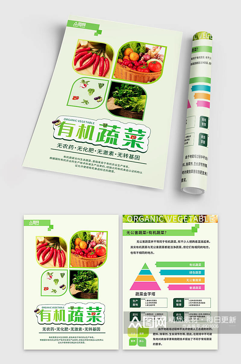 绿色有机蔬菜生态农业农产品宣传单素材