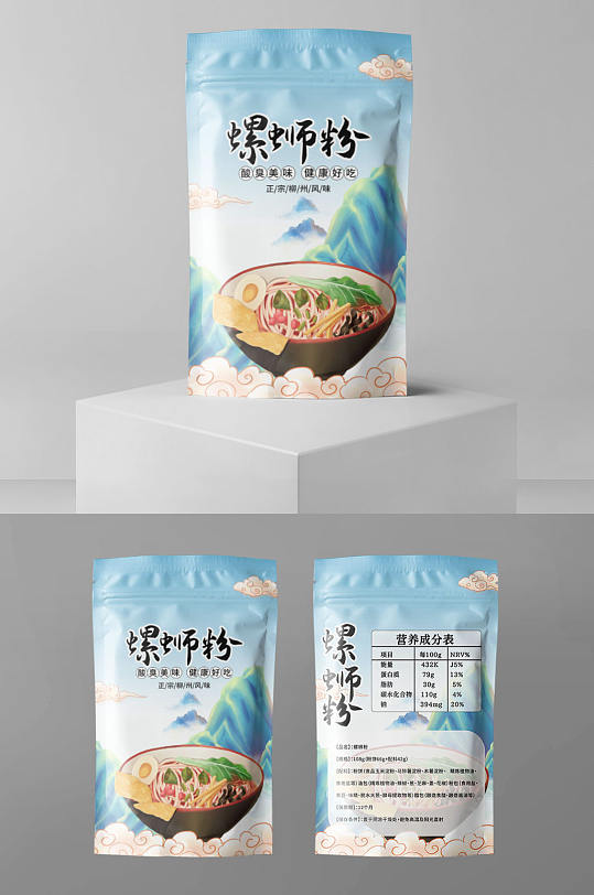 美味柳州螺蛳粉米粉美食袋装包装设计