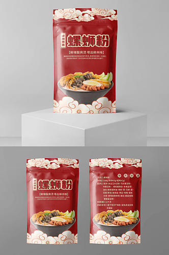 正宗柳州螺蛳粉米粉美食袋装包装设计