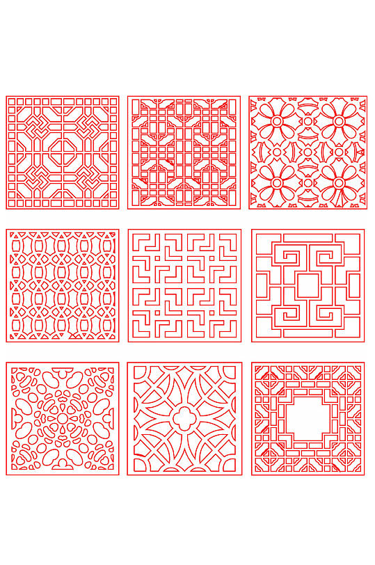 仿古标题边框花纹元素古典花纹镂空雕花高清花框边框花边中式纹路方形