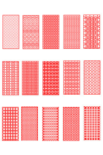 红色传统窗花剪纸线条元素图片