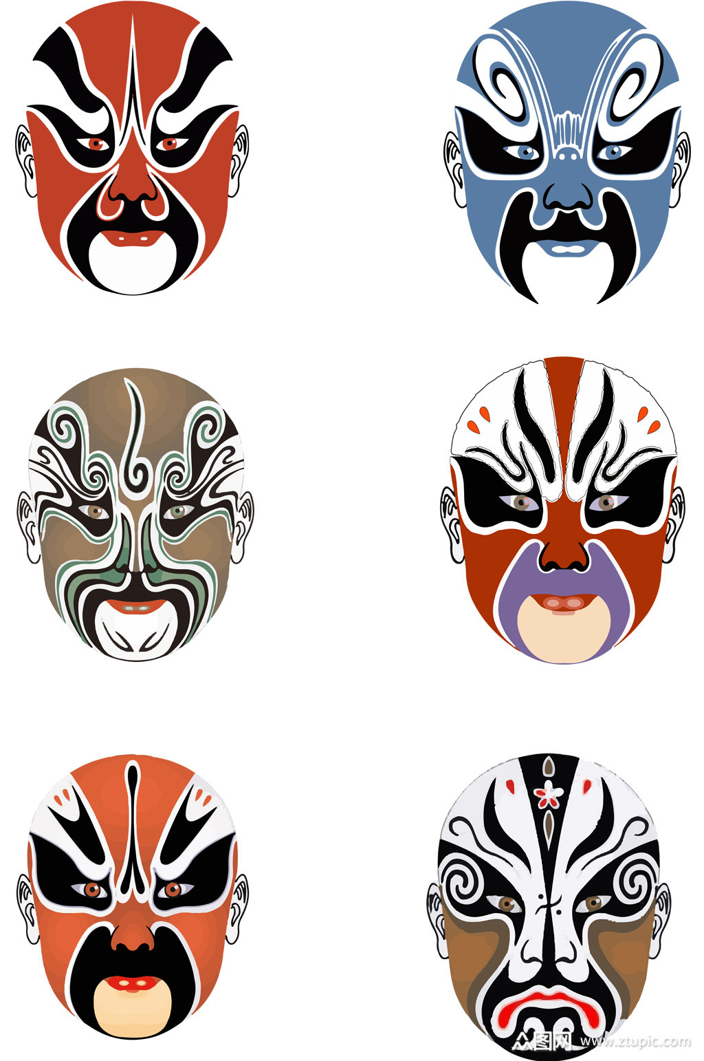 脸谱秦腔传统文化插画元素素材