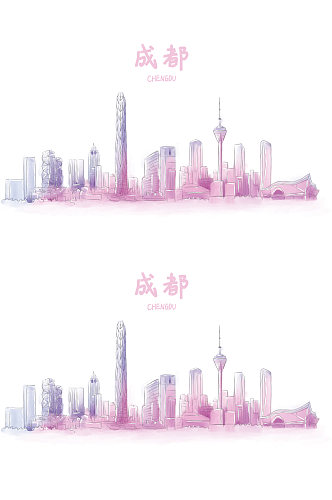 手绘成都城市地标图片中国地标元素