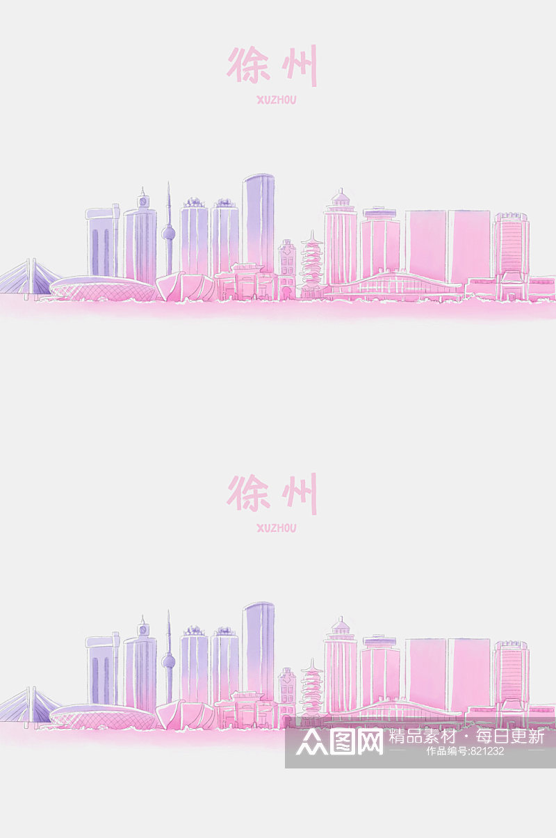 手绘徐州城市地标图片中国地标元素素材