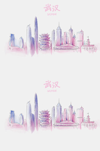 手绘武汉武汉地标图片中国地标元素