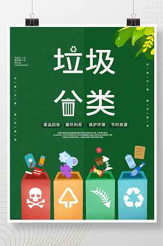 社区垃圾分类公益插画海报