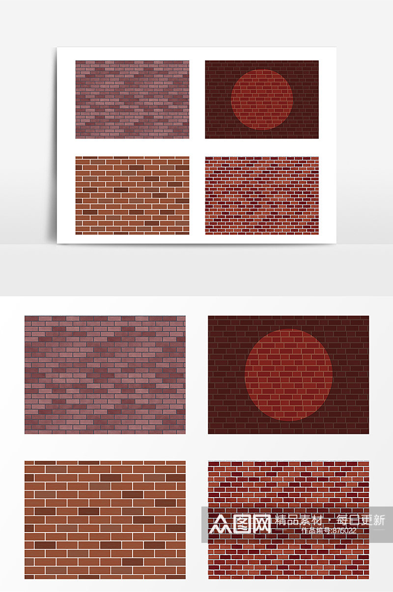 质感矢量红色砖墙底纹图案 红砖贴图素材