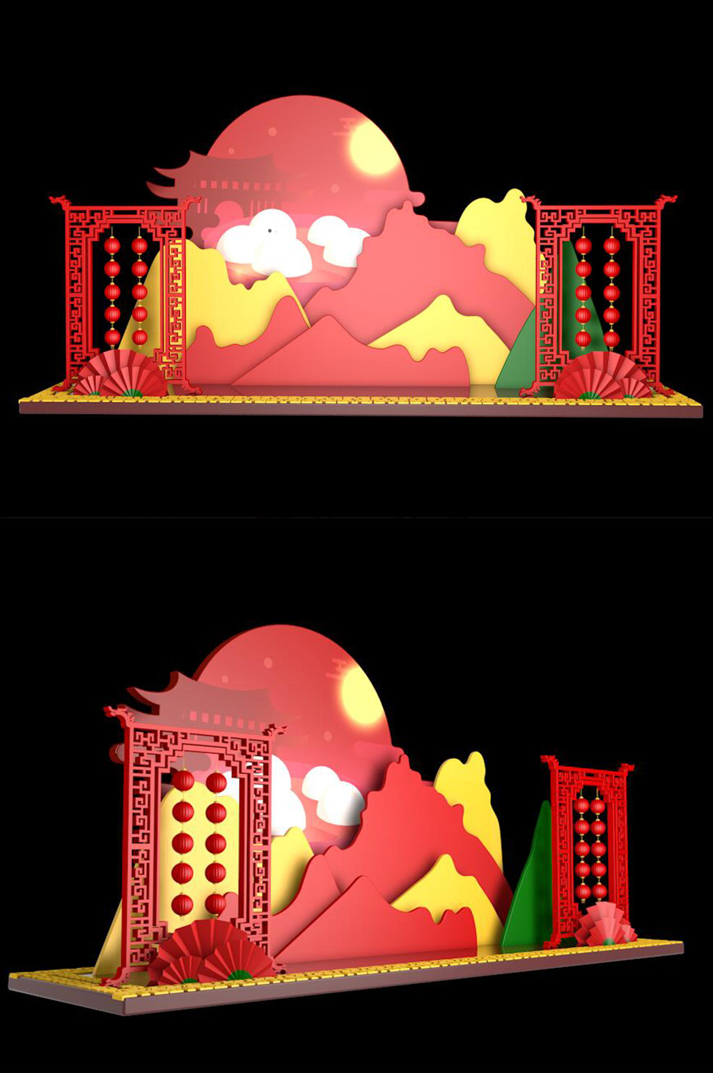 大气红色商场元宵节美陈素材