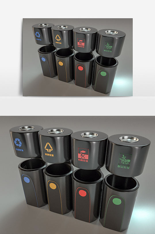 四分类分类垃圾桶设计图