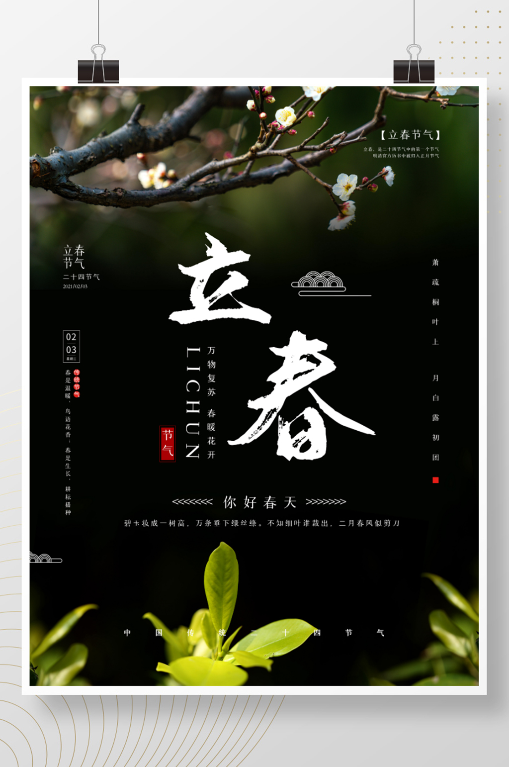 立春海报简约中国传统24节气立春创意海报素材