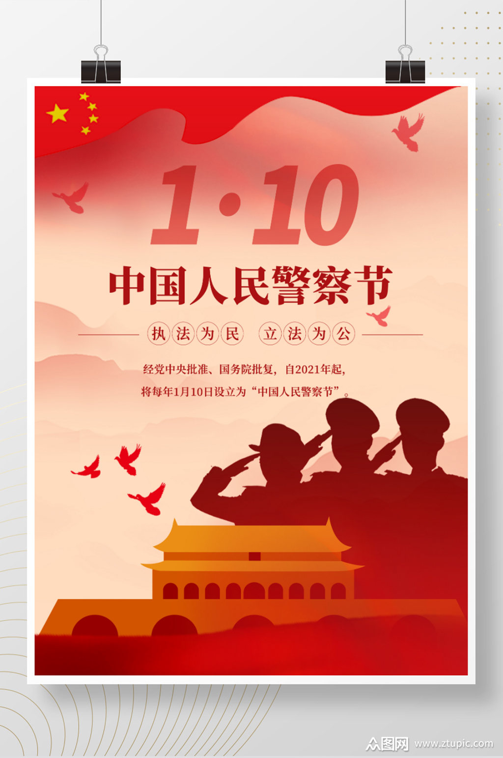 中国人民警察节110宣传海报