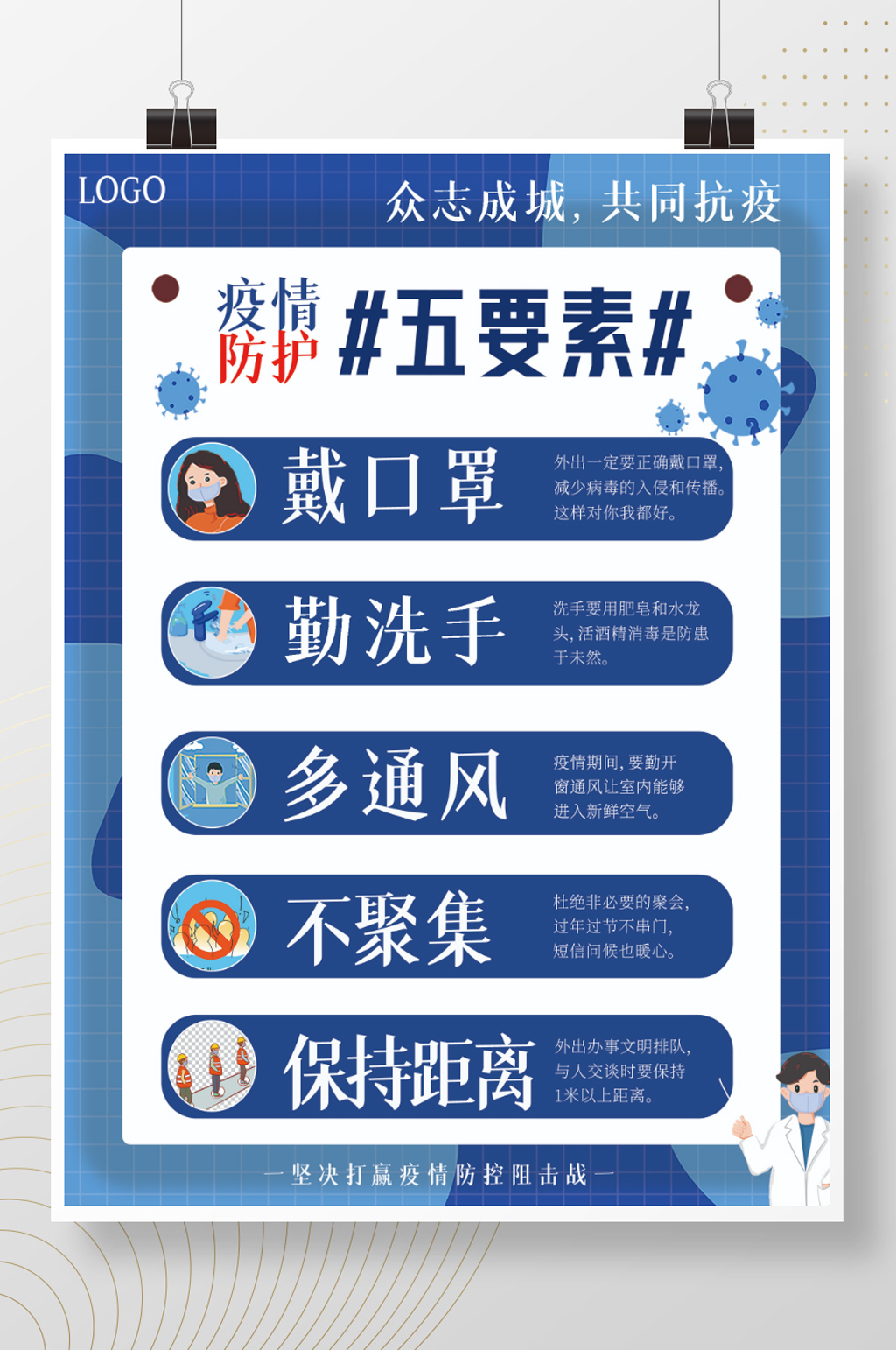 疫情防护五要素海报素材
