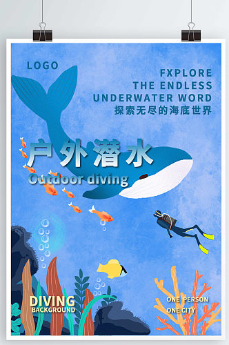 海底潜水旅游海报设计