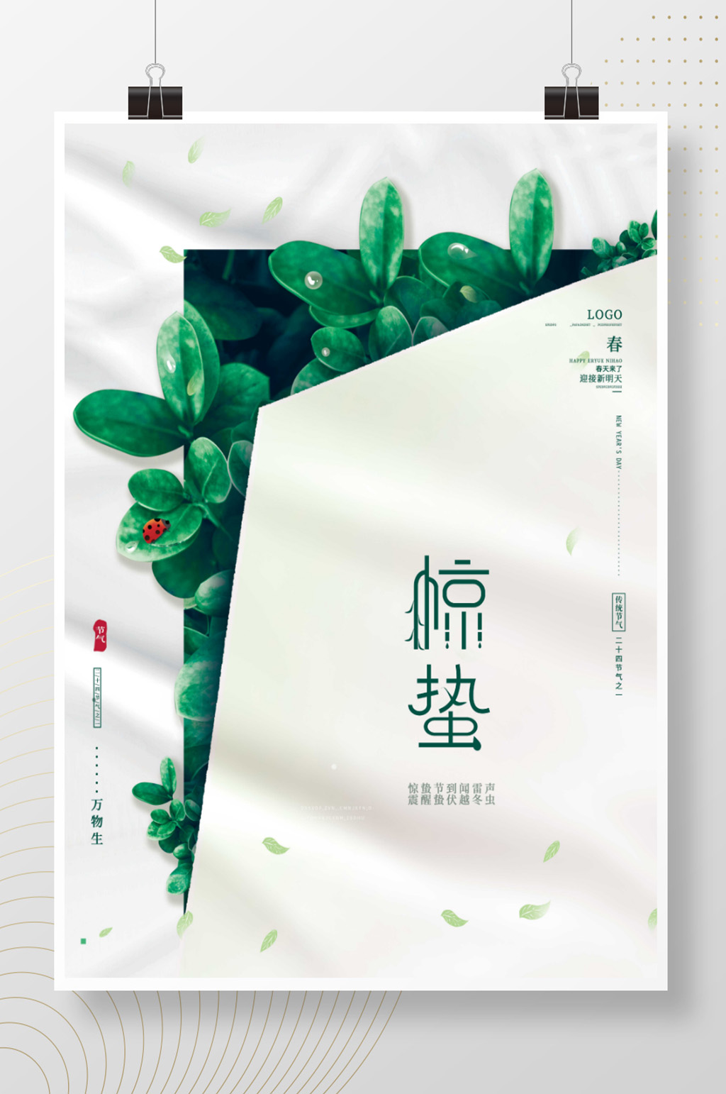 简约大气春季惊蛰摄影图万物复苏节气借势海报素材