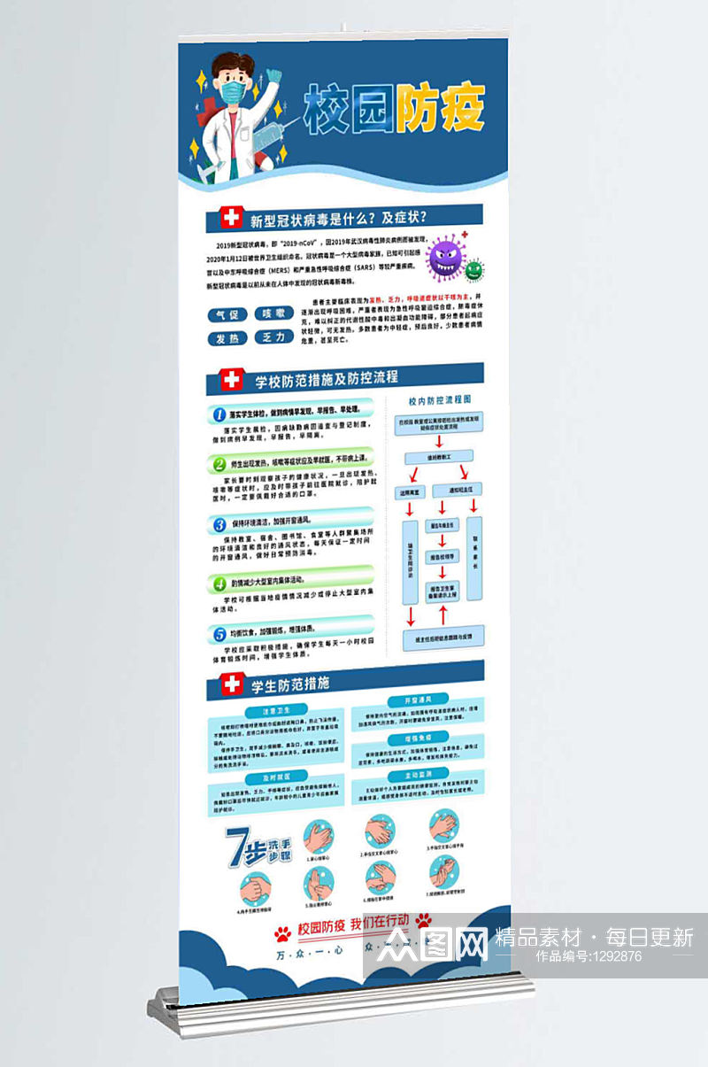 开学复课防疫展架素材