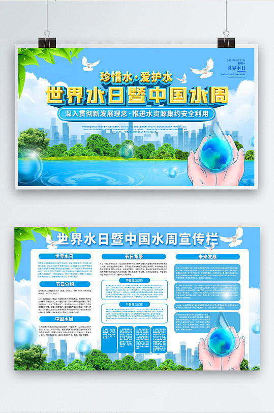 社区风世界水日暨中国水周宣传展板