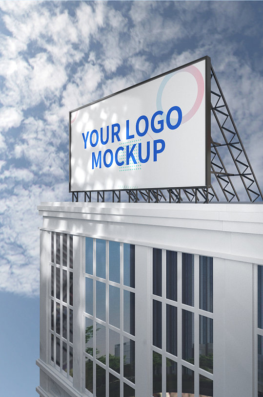 原创场景楼顶广告牌logo样机-众图网