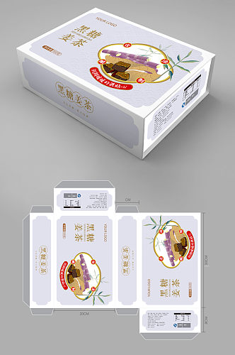 中国风红糖礼盒黑糖姜茶