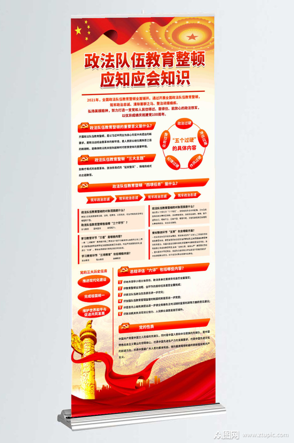 政法教育整顿宣传应知应会展架
