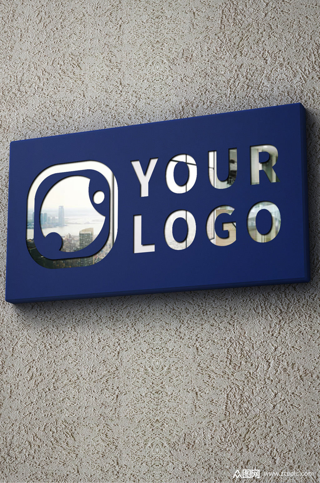 反光镜面logo样机