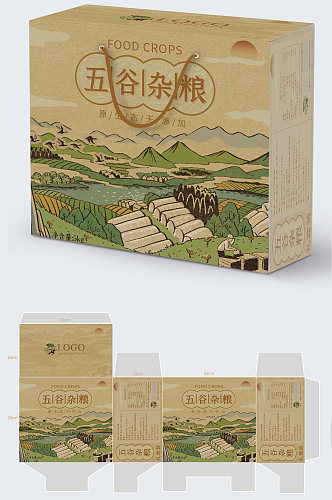 五谷杂粮礼盒包装中国风