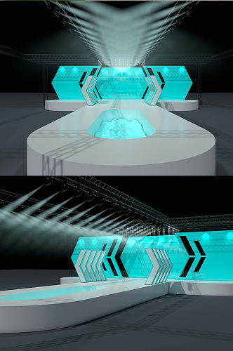 原创建模青色T台秀效果图