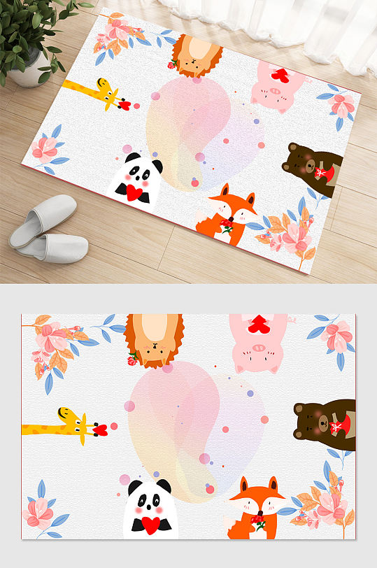 房间卡通动物毯图片-众图网