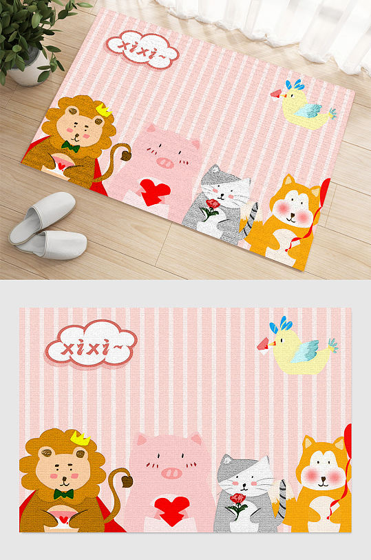 房间卡通动物地毯图片-众图网