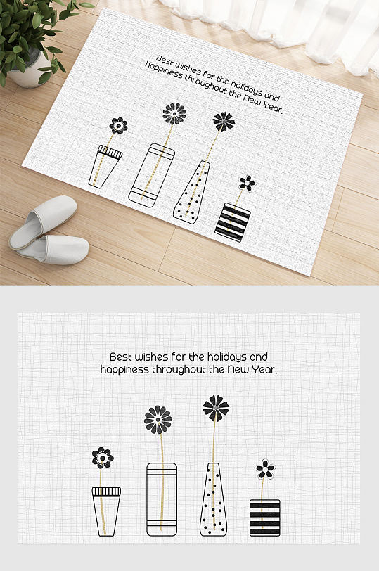 房间卡通小花地毯图片-众图网