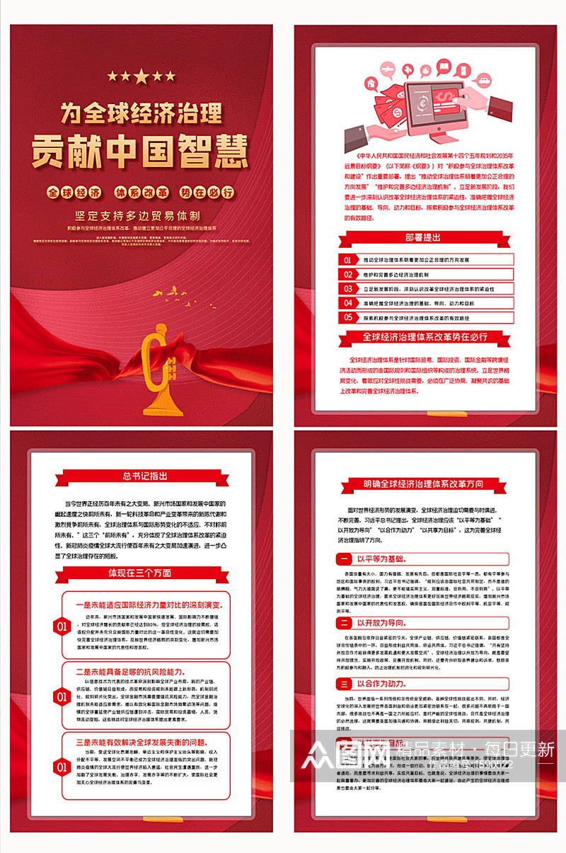 为全球经济治理贡献中国智慧展板四件套素材