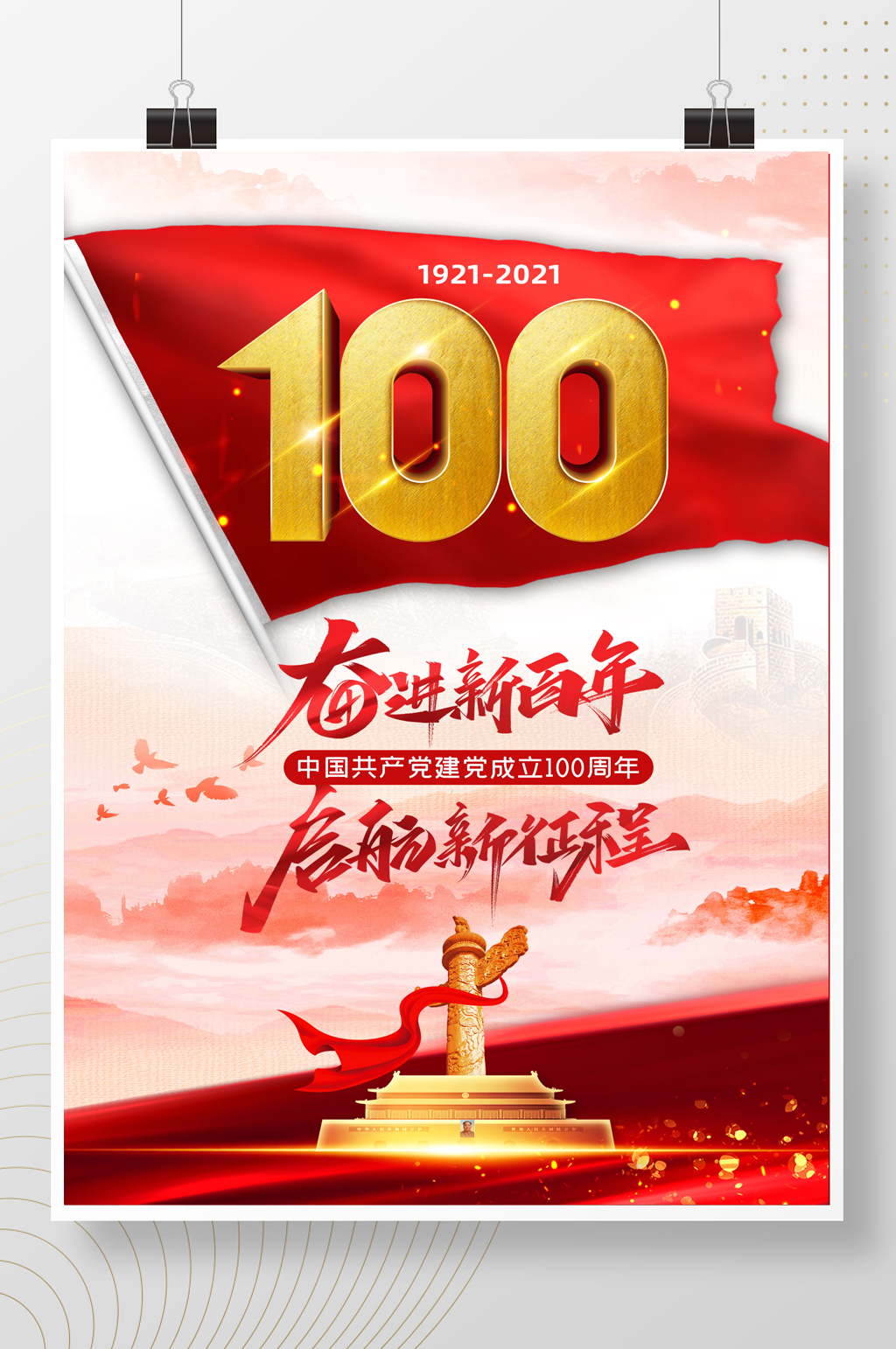 大气党成立100周年海报素材