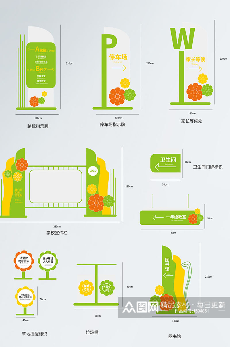 中小学学校校园全套VI导视设计素材