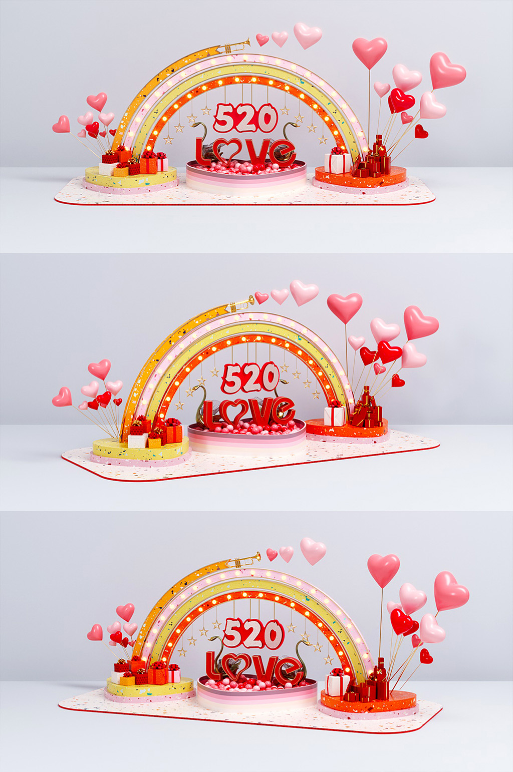 C4D520卡通风格爱情主美陈场景效果图素材